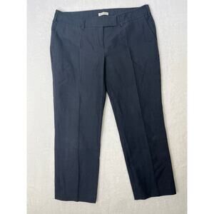 WHISTLES Canvas Cotton Tailored Creased Navy Office Pants Chic UK16/US12 Preppy